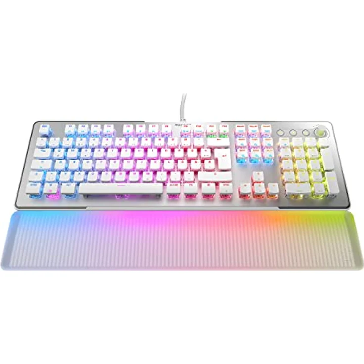 Roccat Vulcan II Max – Optische/Mechanische PC-Gaming-Tastatur, anpassbare RGB-beleuchtete Tasten und Handballenauflage, Titan Tasten-Switches, Aluminium-Abdeckplatte, weiß – Bild 1