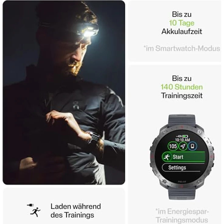 Polar Grit X2 Pro (48.60 mm, Edelstahl, S, L), Sportuhr + Smartwatch in schwarz – Bild 4