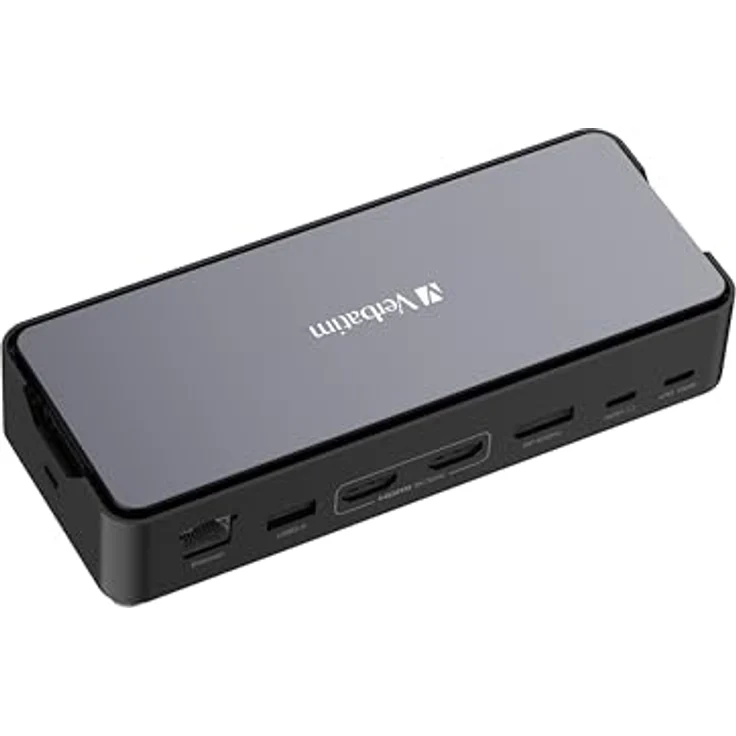 Verbatim USB-C Pro Docking Station mit SSD-Slot, 15-in-1 Hub zu HDMI 4K/8K, PD 80 W, für Mac/Windows, grau – Bild 3