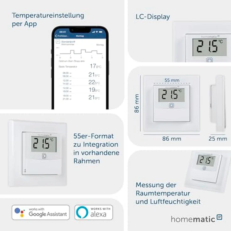 Homematic IP Temperatur- und Luftfeuchtigkeitssensor mit Display – innen (HmIP-STHD) – Bild 3