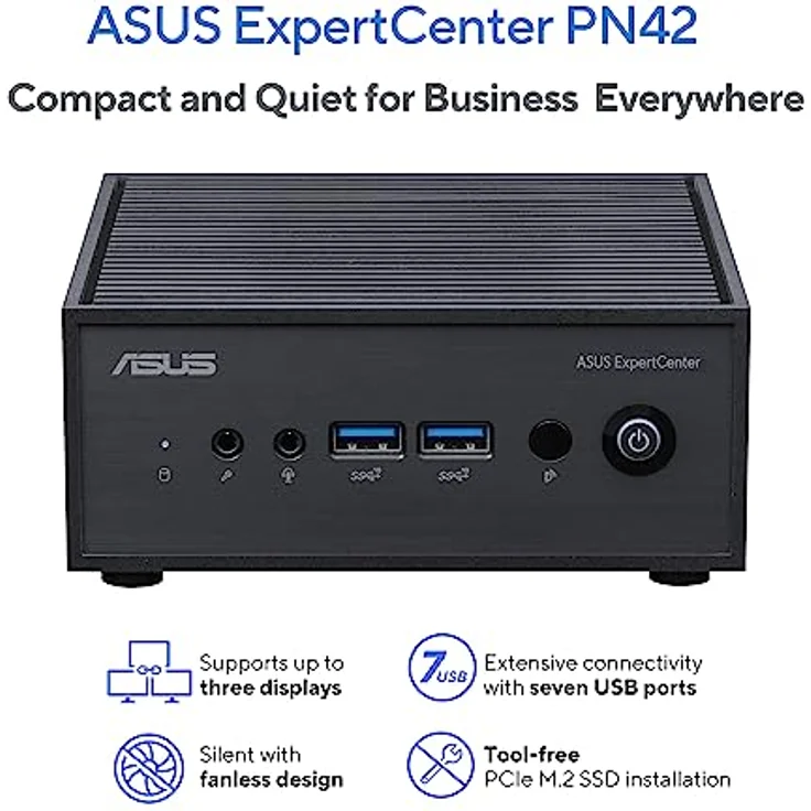 Asus PN42-SN004AV Mini-PC, Intel N-series N100, 4 GB DDR4-SDRAM, 128 GB SSD, Windows 11 Pro, Schwarz – Bild 2