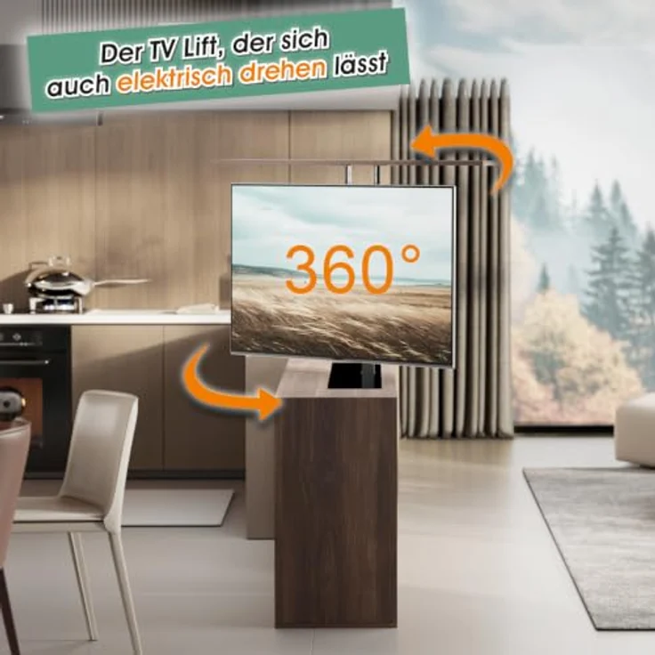 my wall TV-Ständer HP67-1L, elektrisch drehbar und höhenverstellbar für TVs bis 55 Zoll, 60 kg Tragkraft, VESA bis 400x400, App- und Sprachsteuerung – Bild 2