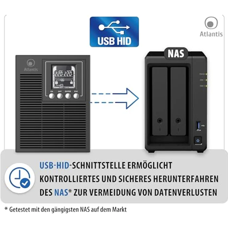 Atlantis Land USV A03-OP1002XLN, 1000VA/700W Unterbrechungsfreier Stromversorger mit reiner Sinuswelle, Metallgehäuse und LCD-Display – Bild 7