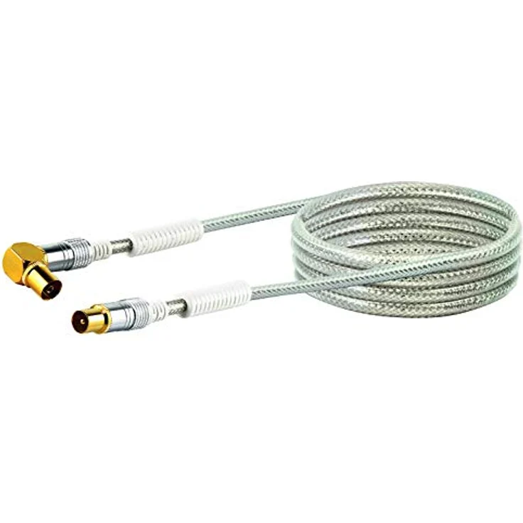 Schwaiger Premium Antennen Anschlusskabel 110 dB mit Ferritkern, 3,0m, transparent, IEC Stecker > 90° IEC Winkelbuchse, 4-Fach Schirmung, 75 Ohm, digital, HDTV, DVB-C-DVB-T2 – Bild 3