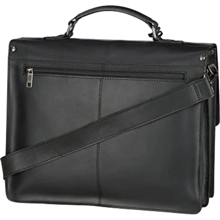 Burkely Vintage Scott Briefcase 2-Compartments Aktentasche - Schwarzes Leder, 16,5 l Volumen, mit vielen Verstaumöglichkeiten – Bild 2
