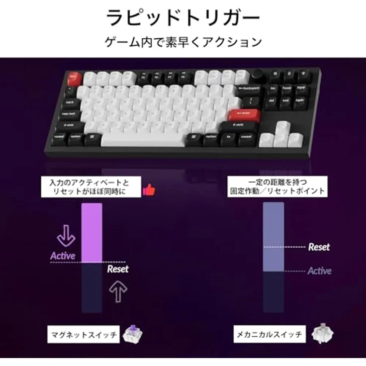 Keychron Q3 HE, Mechanische Tastatur im 80%-Format mit Razer Optical Purple Switches, Kabelgebunden und Kabellos, Violett – Bild 5