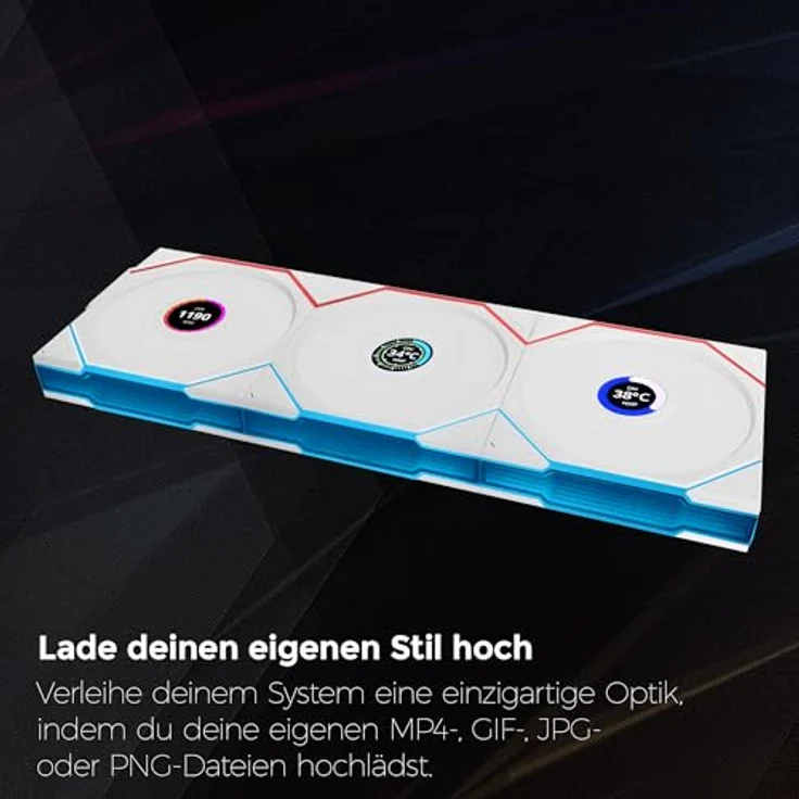Lian Li UNI FAN TL Wireless LCD Lüfter, ARGB, PWM, 3er-Pack inkl. Controller - 120 mm, weiß – Bild 6