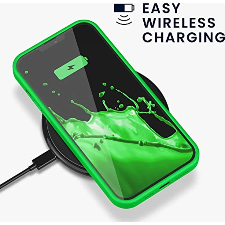 kwmobile Handyhülle für iPhone 13 Pro Max - Silikon Schutzhülle mit kabellosem Laden, Neon Grün – Bild 5