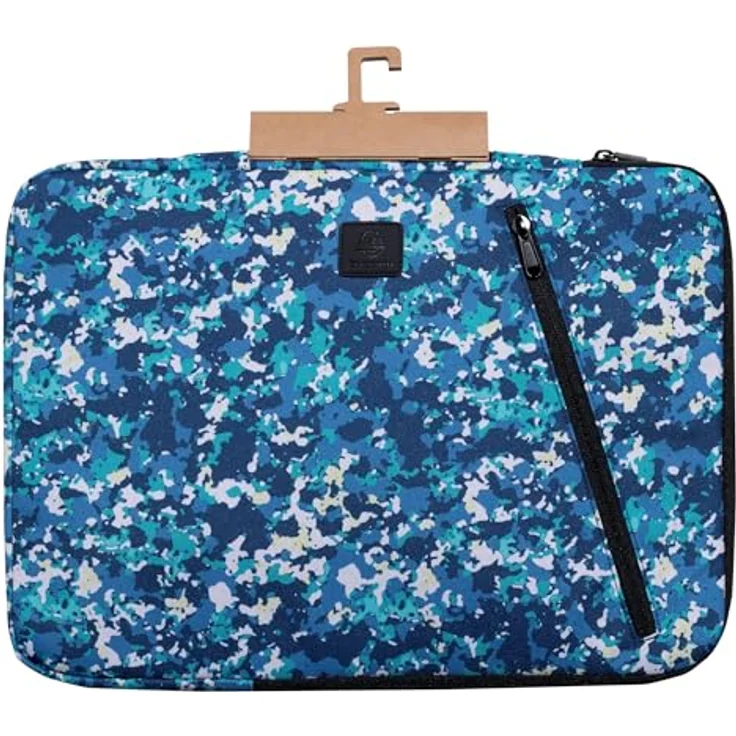 Exacompta Laptophülle Veggie, Kunstfaser blau bis 40,6 cm (16 Zoll), wasserabweisend, mit einziehbarem Griff und Reißverschlusstasche – Bild 5