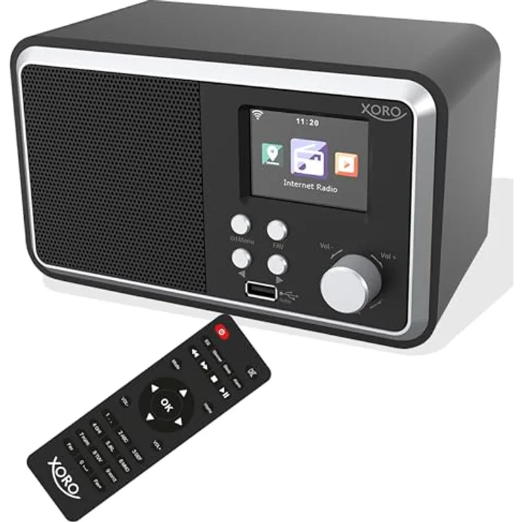Xoro DAB 300 IR, Digitales WLAN Internet Radio mit 2.4“ Farbdisplay, Bluetooth 5.2, FM/DAB+, Wecker, Schwarz