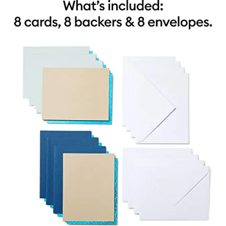 Cricut 2008859 Cutaway Cards, Kartenset für Cricut Joy, 8 Karten in Nachtblau, Khaki und Pastellgrün, inkl. 8 Einleger und 8 Umschläge, 10,8 x 14 cm – Bild 3
