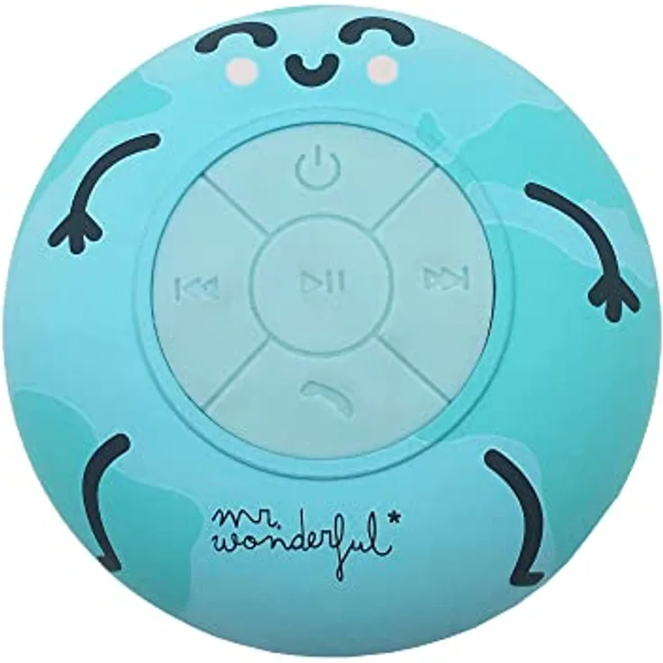 Mr. Wonderful Bluetooth Duschlautsprecher mit Saugnapf, wasserdicht nach IPX4, Lautsprecher für Dusche und Pool mit leistungsstarkem 360°-Stereo-Sound und Bluetooth 5.0, originelles Design