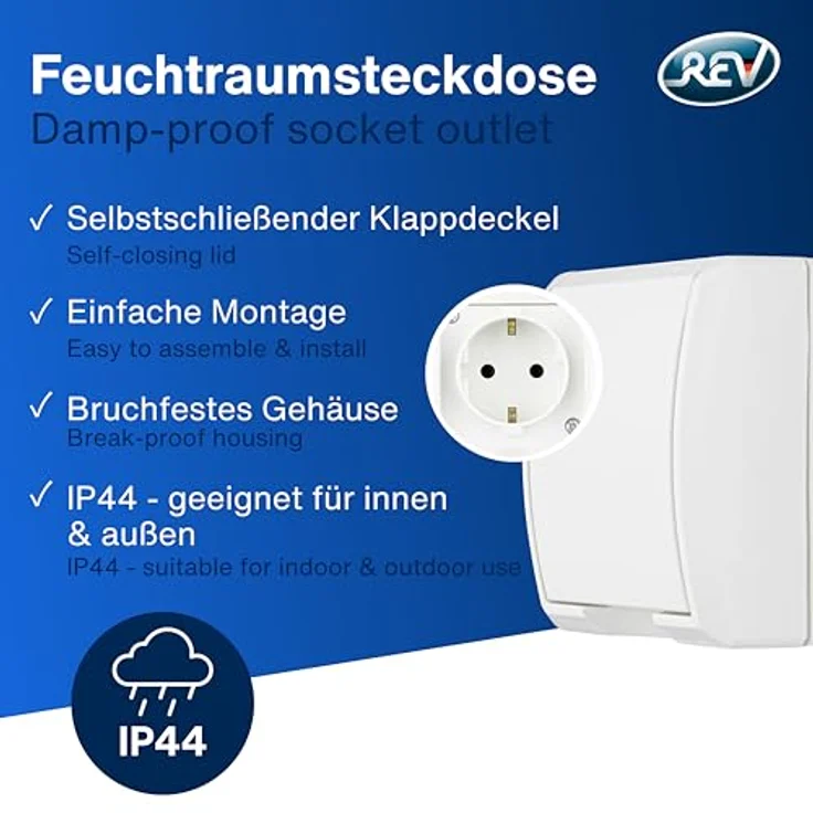 REV Ritter 0510243555 AquaForm AP-Steckdose, weiß – Bild 3