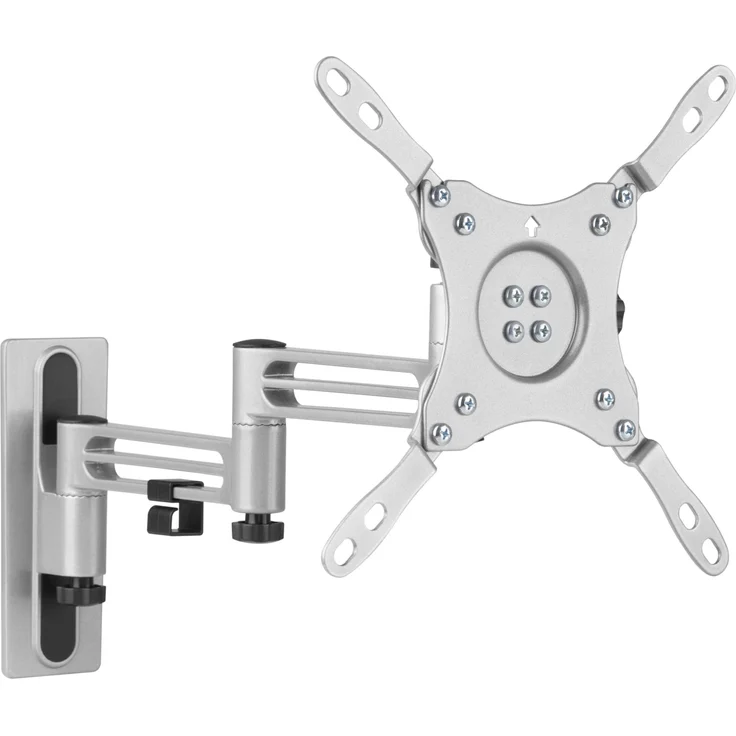 Deltaco ARM-0267, Wandhalterung für 43" Monitor, mit 3 Gelenken, Silber, VESA-kompatibel, Kabelmanagement, Wasserwaage