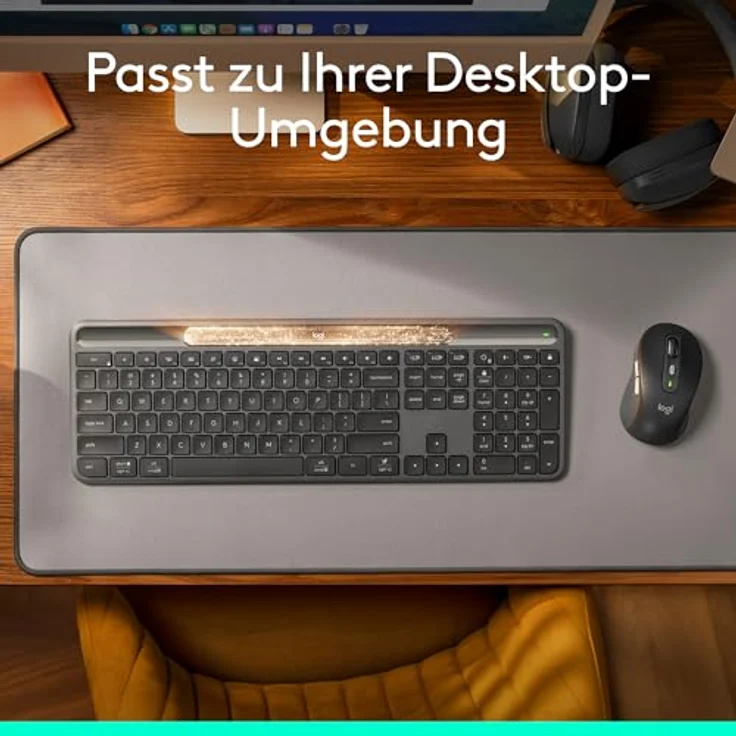 Logitech Slim Solar+ Keyboard (DE, kabellos), kompakte Tastatur mit Solarenergieversorgung, Schwarz – Bild 8