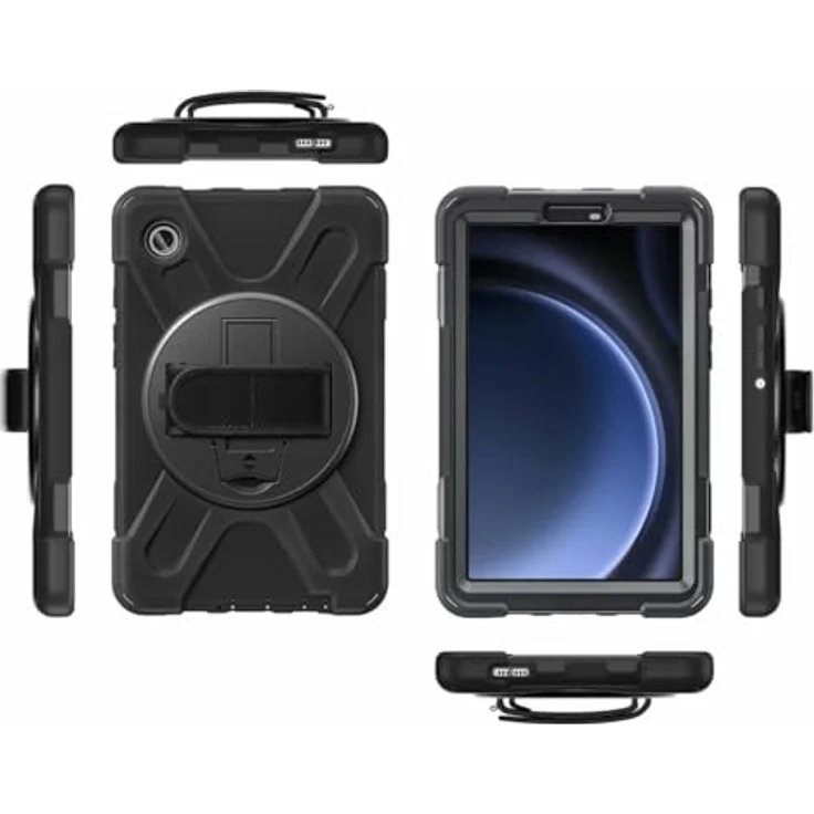 4smarts Rugged Tablet Tasche für Galaxy Tab A9, robuste Tablet Hülle mit Multifunktionsgriff, schwarz – Bild 2