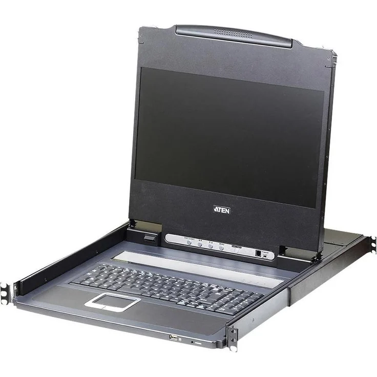 Aten CL6700MW ES Single Rail 17,3"-LCD Konsole, KVM Switch mit USB, HDMI/DVI/VGA, Schwarz