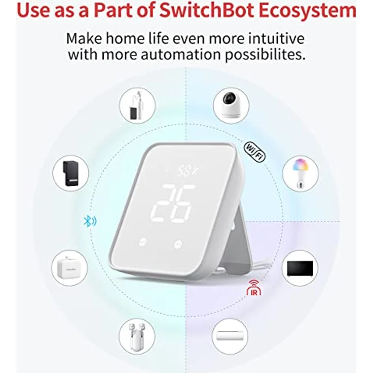 SwitchBot Hub 2, WLAN Thermometer Hygrometer, Smart IR Fernbedienung, Klimaanlagensteuerung, verbindet SwitchBot mit WLAN (unterstützt 2,4 GHz), kompatibel mit Alexa, Google Assistant, Siri, Matter – Bild 5