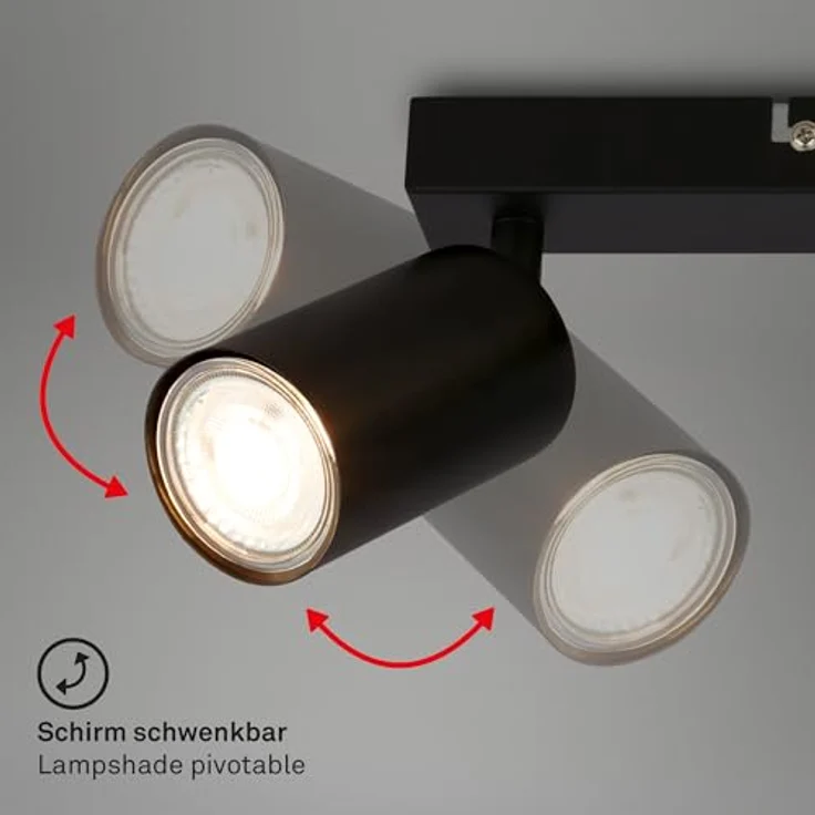 BRILONER Deckenlampe schwenkbar, GU10 Fassung, max. 9 W, 44 cm, Schwarz, Wohnzimmerlampe, Schlafzimmerlampe, Küchenlampe, Deckenstrahler, Flurlampe – Bild 5