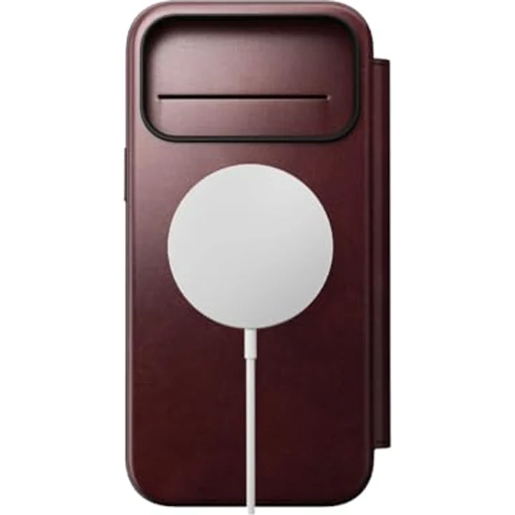 NOMAD Modern Leather Folio für iPhone 17 Pro Max, MagSafe-kompatible Schutzhülle aus Polycarbonat und hochwertigem Burgunder-Horween-Leder mit drei Kartenfächern und Bargeldfach – Bild 4