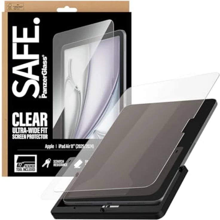 PanzerGlass SAFE. Screen Protector für iPad Air 11" (2024-2025) | Ultra-Wide Fit mit Fastfit Tool, kratzfest und anti-Fingerabdruck – Bild 1
