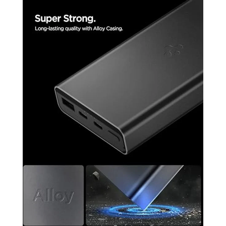 Spigen Essential Powerbank 20000mAh, 30W USB-C PD 3.0 Schnellladefunktion, inkl. Tasche & 1m USB-C Kabel, schwarz, kompatibel mit iPhone 17/16/15 Pro Max, Samsung Galaxy A57 A37 5G S26, Pixel 10a – Bild 4