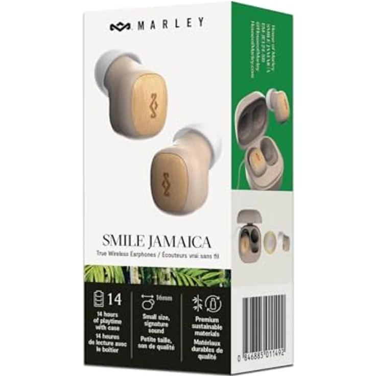 House of Marley Jamaica Mini TWS, Drahtlose In-Ear-Kopfhörer aus nachhaltigen Materialien, Cream, mit 30 Stunden Akkulaufzeit und Touch-Bedienung – Bild 7