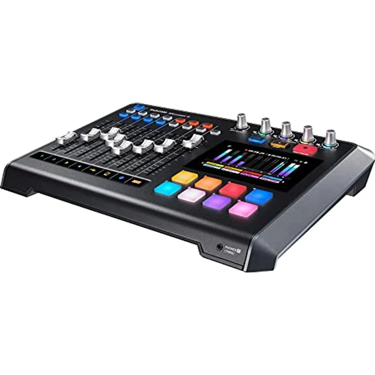 Tascam Mixcast 4, Studio- und Livemixer mit vier Mikrofoneingängen, Auto-Mixer-Funktion und 12,7 cm Farb-Touchscreen, Schwarz – Bild 2