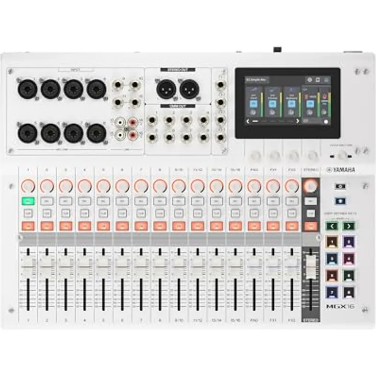 Yamaha MGX16 WH, 16-Kanal Digitalmischpult mit USB-Audiointerface, Bluetooth 5.0 und 4.3" Touchscreen, weiß