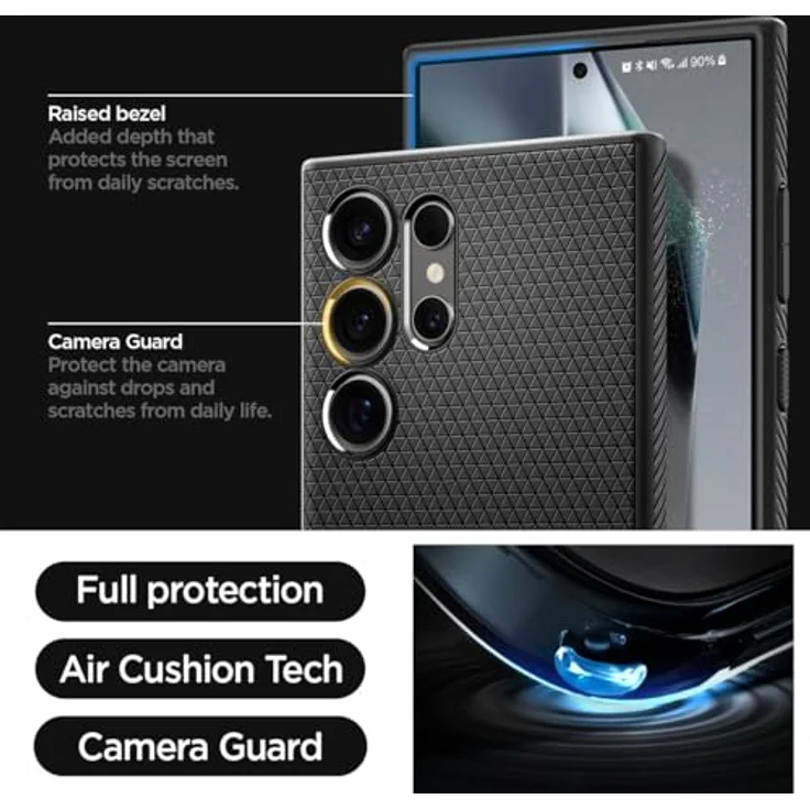 Spigen Liquid Air Hülle Kompatibel mit Samsung Galaxy S24 Ultra -Schwarz Gemustertes TPU mit Air Cushion Technologie – Bild 5