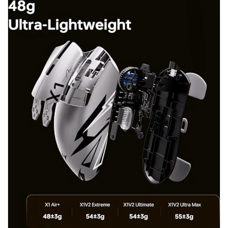 ATK X1 Gaming-Maus, kabellos mit PAW3950 Ultra Sensor, 8K Hz Polling Rate, 54 g leicht, weiß – Bild 3