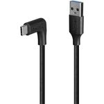 LINDY 0.5m USB 3.2 Typ A an C Kabel, 90 Grad gewinkelt, schwarz, 10 Gbit/s Datenübertragungsrate