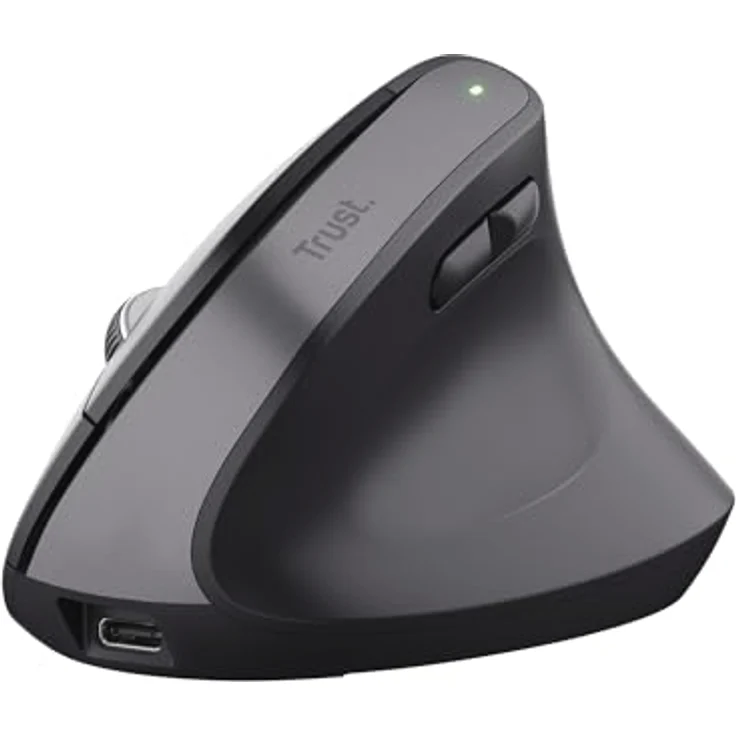 Trust Bayo+ Wiederaufladbare Vertikale Maus Bluetooth + RF 2.4GHz, Vorbeugung Gegen Mausarm/Tennisarm (RSI Syndrom), 70% Recyclingkunststoff, Kabellose Ergonomische Maus PC, Laptop, Mac - Schwarz – Bild 1