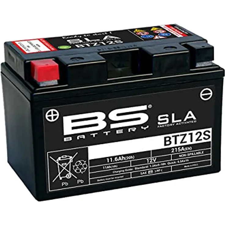 BS Battery BTZ12S, Wartungsfreie 12V 11.6Ah SLA-Batterie, werkseitig aktiviert, hochleistungsfähig und versiegelt