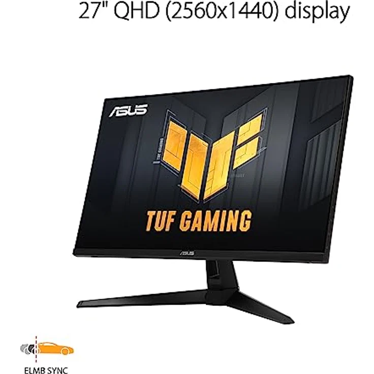 ASUS TUF Gaming VG27AQ3A - 27 Zoll WQHD Monitor - 180 Hz, 1ms GtG, G-Sync, FreeSync, ELMB, GameFast Input, HDR10 - Schwarz – Bild 2