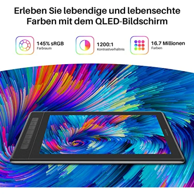 HUION Kamvas Pro 13 2.5K Grafiktablett mit Display, 13,3 Zoll Drawing Tablet, Digital Zeichentablett mit verstellbarem Ständer, ideal für Heimarbeit und Fernunterricht, schwarz – Bild 2