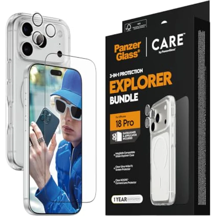 CARE by PanzerGlass Flagship 3-in-1 Bundle, Schutzset für Apple iPhone 18 Pro mit Hülle, Displayschutz und Kameraschutz, ultra-dünn, schwarz – Bild 6