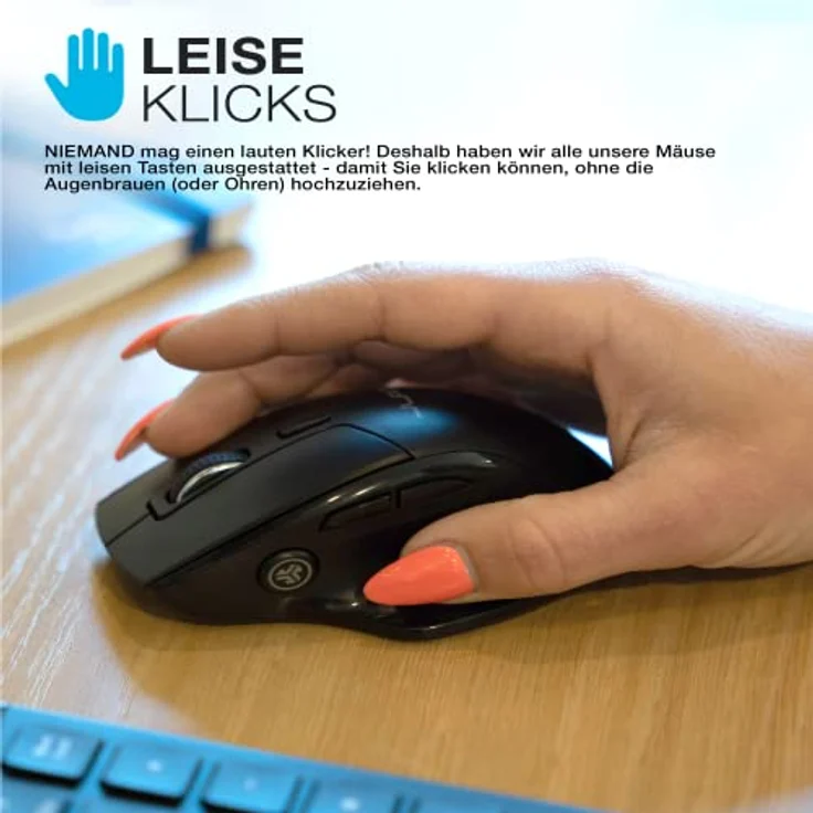 JLab JBuds Wireless Mouse, Verbindung über Bluetooth oder USB, Bluetooth-Maus für viele Geräte, ergonomische, wiederaufladbare Wireless-Mäuse für Laptop, PC, Tablet, Windows, Mac, Chrome OS – Bild 5