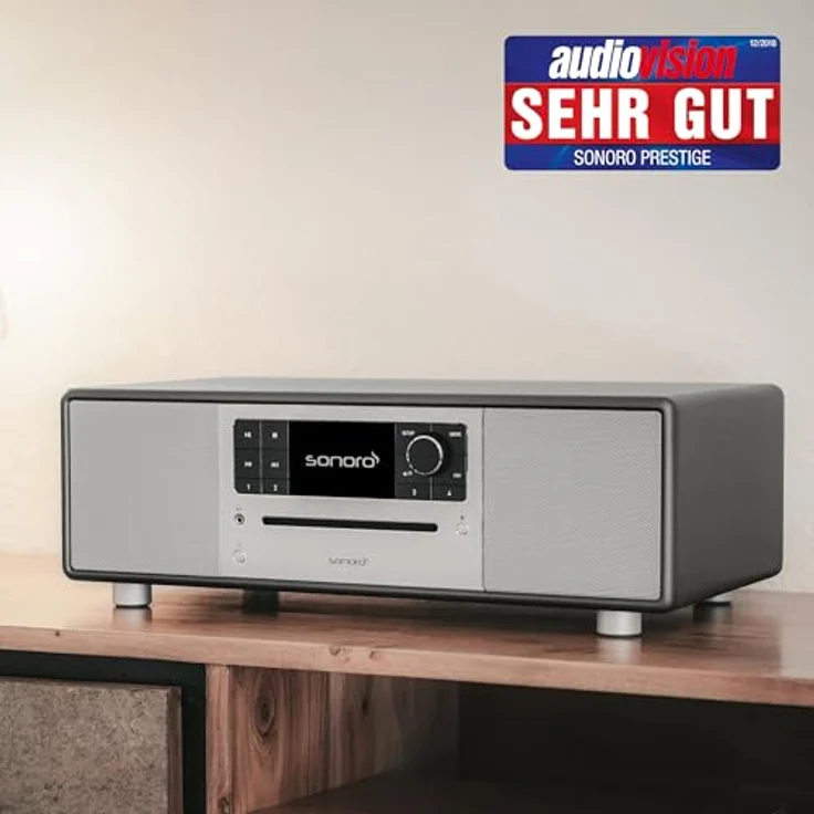 sonoro Prestige Kompaktanlage mit CD Player, Bluetooth, Internetradio (UKW, WLAN, DAB Plus, Spotify, Deezer), 2-Wege Lautsprecher, matt graphit – Bild 2