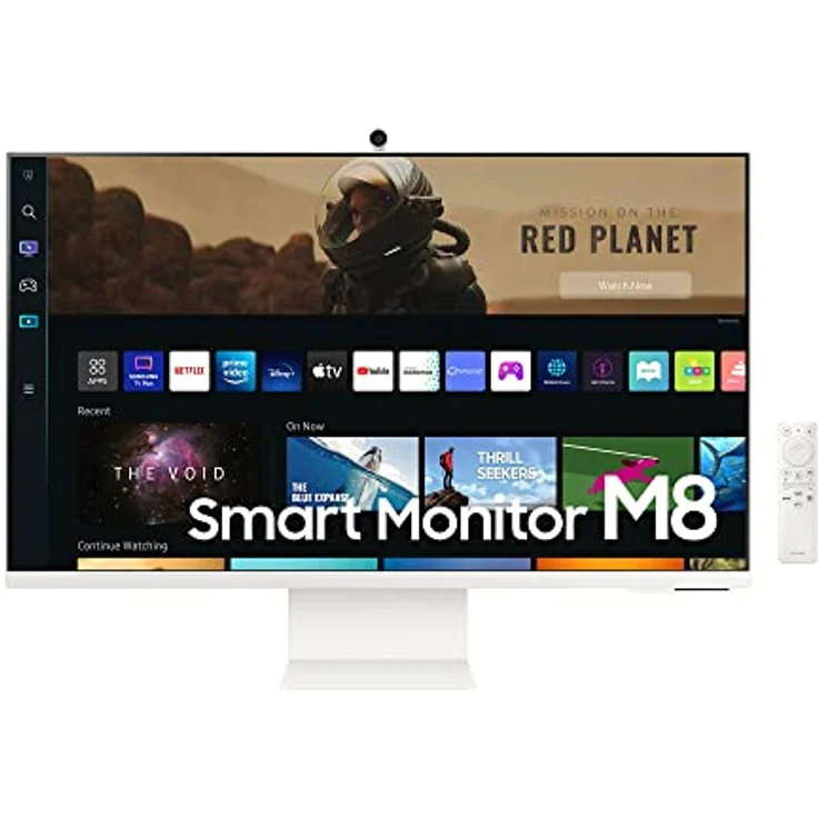Samsung M8 Smart Monitor S32BM801UU, 32 Zoll, VA-Panel, Bildschirm mit Lautsprechern, 4K UHD-Auflösung, Bildwiederholrate 60 Hz, 3-seitig fast rahmenloses Design, inkl. Fernbedienung und Webcam, Weiß – Bild 1