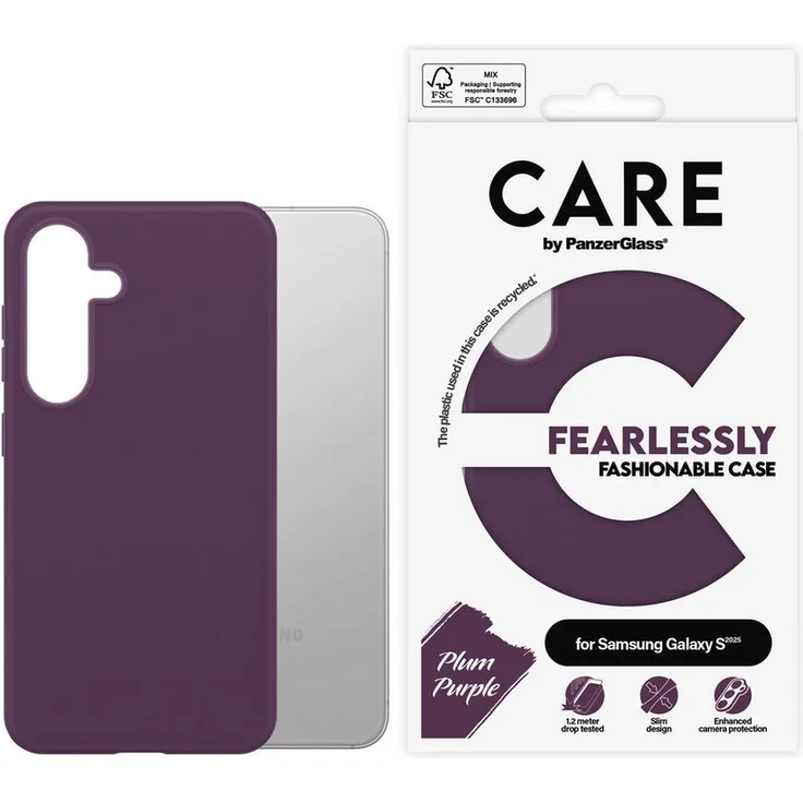 CARE by PanzerGlass Fearlessly Fashionable Case für Samsung Galaxy S25, stoßfeste Schutzhülle mit verbessertem Kameraschutz, elegantes Design
