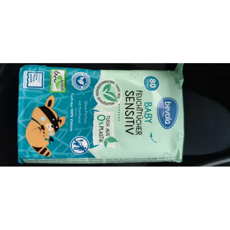 Bevola Baby Feuchttücher Sensitiv, 0 % Plastik