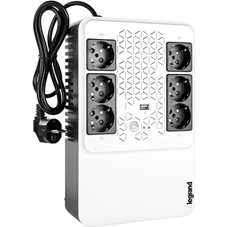Legrand, Unterbrechungsfreie Stromversorgung (USV-Anlage), Keor Multiplug mit 800VA/480W, 6 Ausgänge je 230V (Schuko-Steckdosen) & USB-Ladegerät, Line Interactive, Interner AVR, Autom. Restart, 310082 – Bild 3