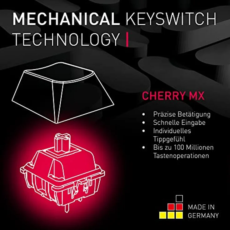 CHERRY MX 2.0S, kabelgebundene Gaming-Tastatur mit RGB-Beleuchtung, Deutsches Layout (QWERTZ), MX RED Switches, weiß – Bild 4