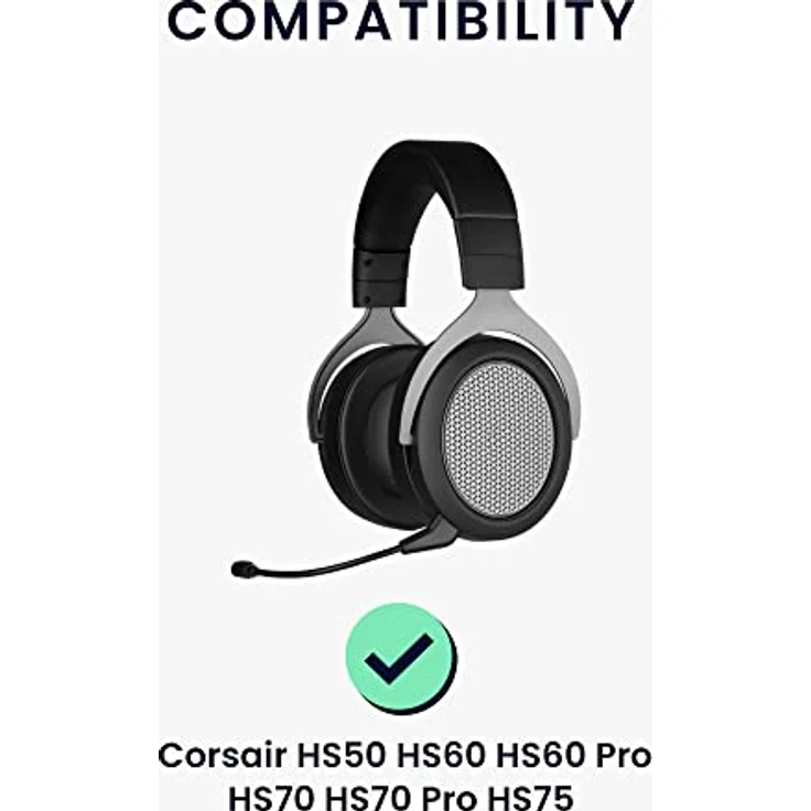 kwmobile 2X Ohrpolster kompatibel mit Corsair HS50 HS60 HS60 Pro HS70 HS70 Pro HS75 - Over Ear Kopfhörer Polster aus Kunstleder, Schwarz – Bild 2