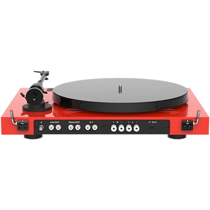 Pro-Ject Juke Box E1, Audiophiles “All-in-one Plug & Play“ Plattenspielersystem mit BT, Line-Eingang und Endverstärker (Rot) – Bild 2