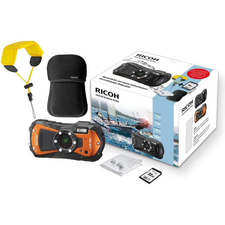 Ricoh WG-80 Special Edition orange Kompaktkamera mit Unterwasserfunktion