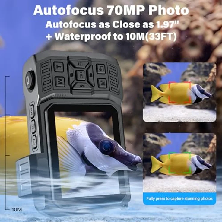 Yixinxin Unterwasserkamera 8K 70MP, wasserdicht bis 10 Meter, 18x Digitalzoom, WiFi und 32GB Speicherkarte – Bild 4