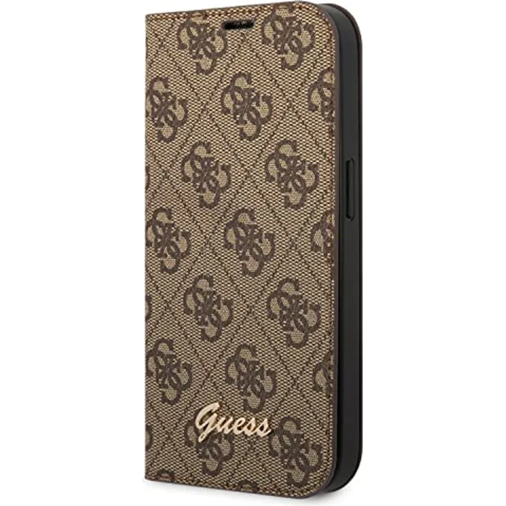 Guess GUBKP14SHG4SHW Hülle für iPhone 14 6,1", braun/Brown Book 4G mit Vintage Gold Logo