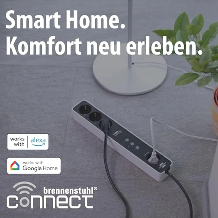 Brennenstuhl Ecolor WiFi-Steckdosenleiste 1153240627, weiß-schwarz, einzeln schaltbar mit Timerfunktion und Sprachsteuerung – Bild 2